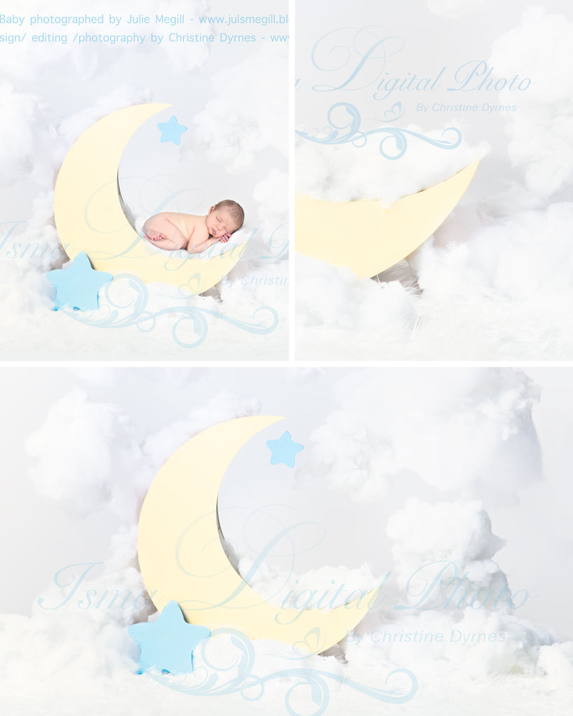 Moon with clouds - Beautiful Digital background Newborn Photography