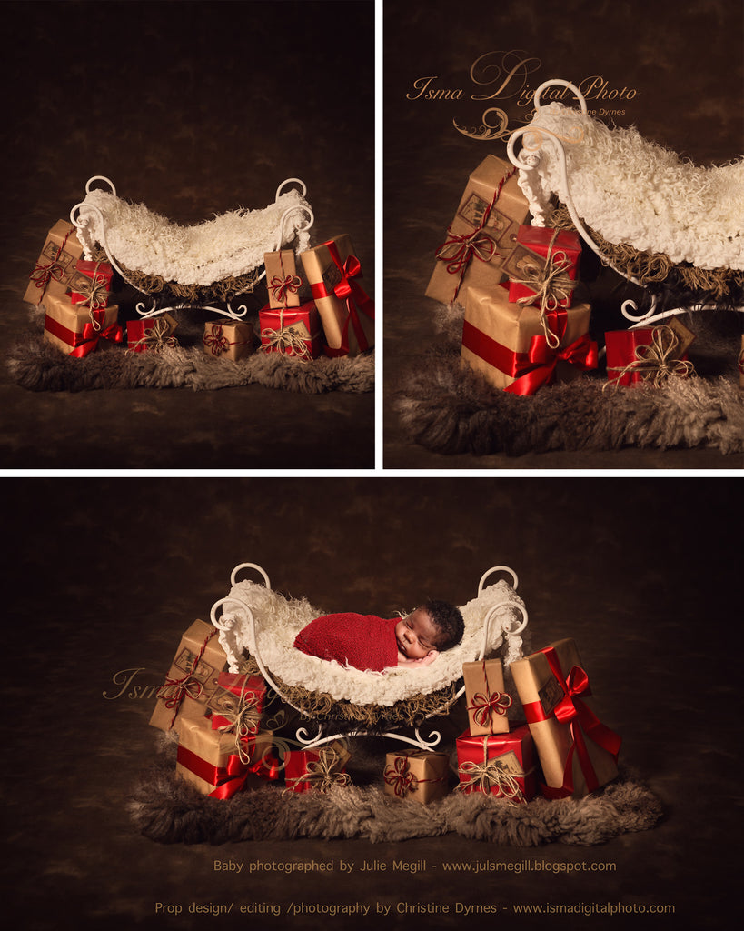 Christmas Iron Bed Chair Gifts With Dark Background 2 - Beautiful Digital  background Newborn Photography Prop download - psd with Layers – Isma  Digital Pphoto