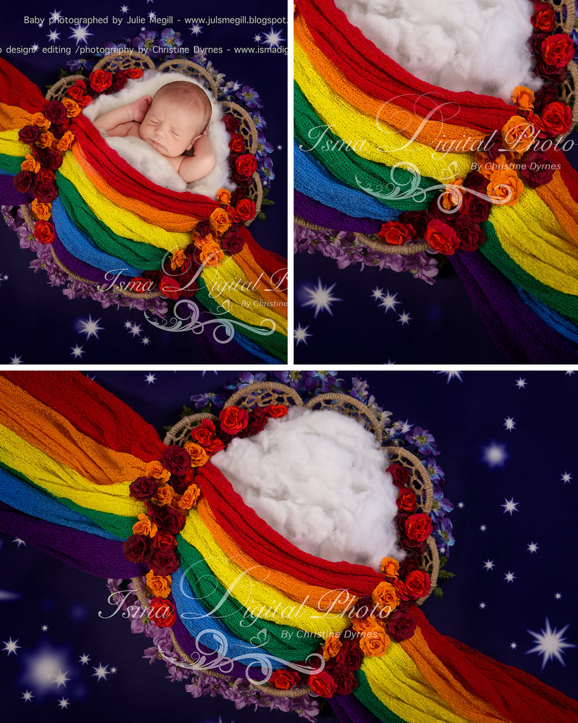 Rainbow baby basket and stars - Digital backdrop /background - psd wit –  Isma Digital Pphoto