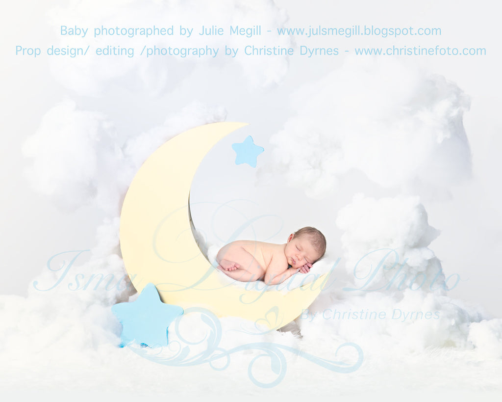 Moon with clouds - Beautiful Digital background Newborn Photography