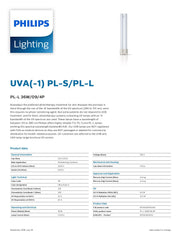 tech sheet for low pressure UV-A philips bulb