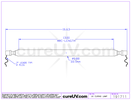 AAA UV Lamp - OEM Part Number 8514A30C216 drawing