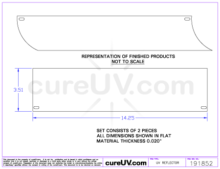 Aetek Compatible UV Reflector - OEM Part Number 0700920 drawing