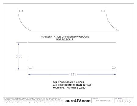 Aetek Compatible UV Reflector - OEM Part Number 0701566 drawing