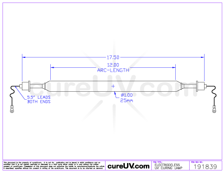 American Ultraviolet A94121MCB compatible UV curing lamp drawing