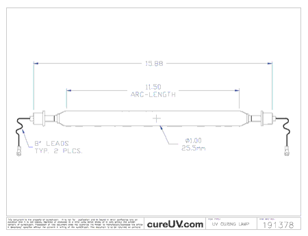 Delle Vedove compatible UV Lamp - OEM Part Number 300MCXDF drawing