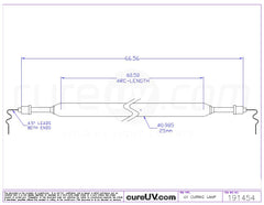 dessin technique pour la lampe à polymérisation UV Dorn 60 pouces P3060C