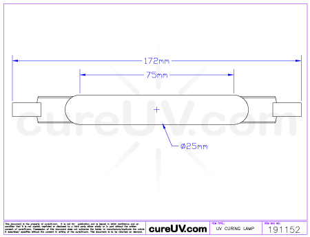 Drawing of Ushio MHL-2000/1 Metal Halide UV Lamp - item # 191152