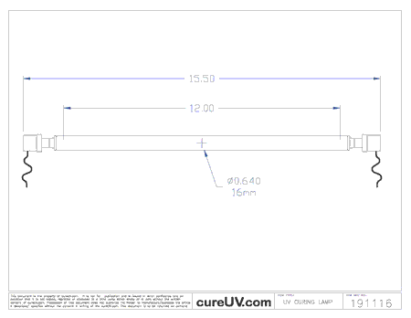 Durst Rho Lambda 130 Compatible Inkjet Printer UV Curing Lamp - OEM Part Number A31664, LB2099042 drawing