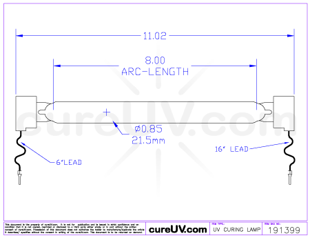 GEW UV Lamp - OEM Part Number 11386 drawing