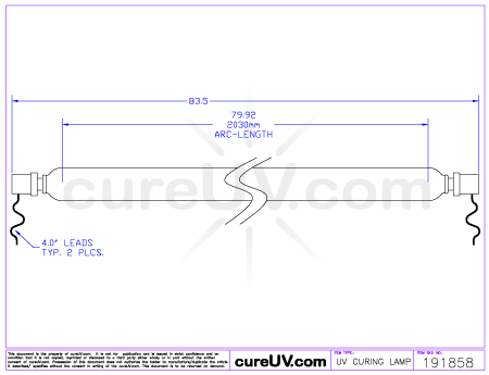 Grafix UV Lamp - OEM Part Number 9249 drawing