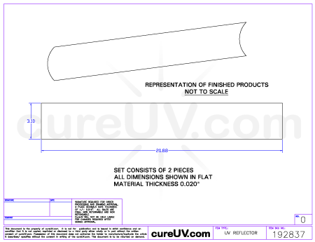 Hanovia Part # 6518A431 UV curing reflector drawing