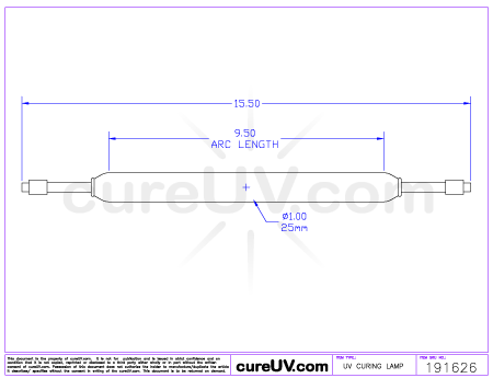 Hanovia UV Lamp - OEM Part Number 6812c431 drawing