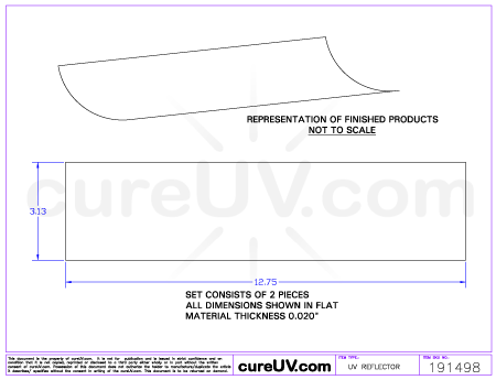 Hanovia UV Reflector - OEM Part Number 6810A431 drawing