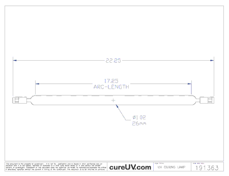 IST compatible UV Lamp - Part Number 155018 drawing