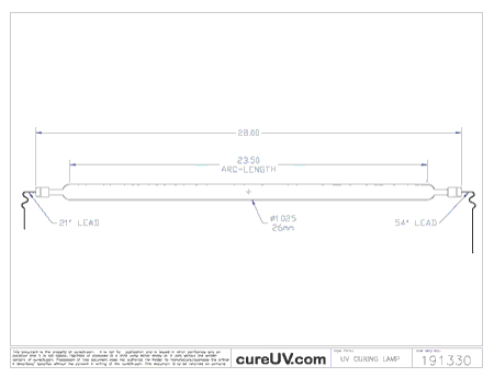 IST compatible UV Lamp - Part Number K-600-K3H drawing