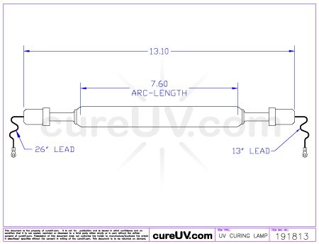 IST compatible UV Lamp - Part Number M200UA drawing