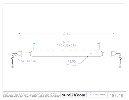 Makor Compatible UV Curing Lamp - OEM Part Number A9912MAK/G drawing