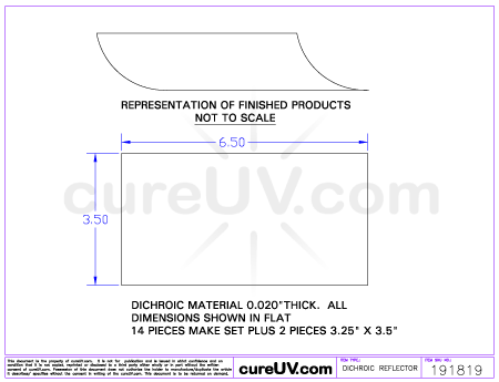 Dessin du réflecteur UV dichroïque compatible Nordson Komori L40