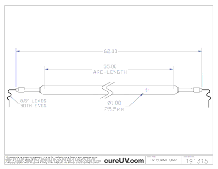 55In. Arc UV Lamp 300 WPI - Ultralight UV System