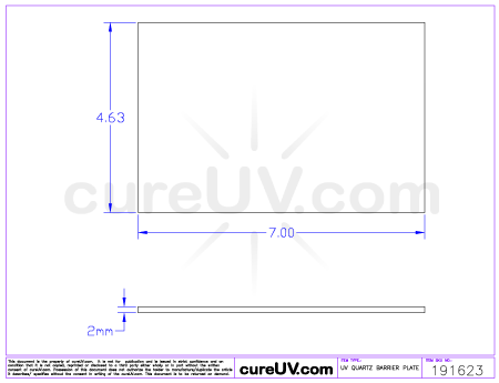 Zund UVjet 215-Plus compatible clear fused UV Quartz plate drawing