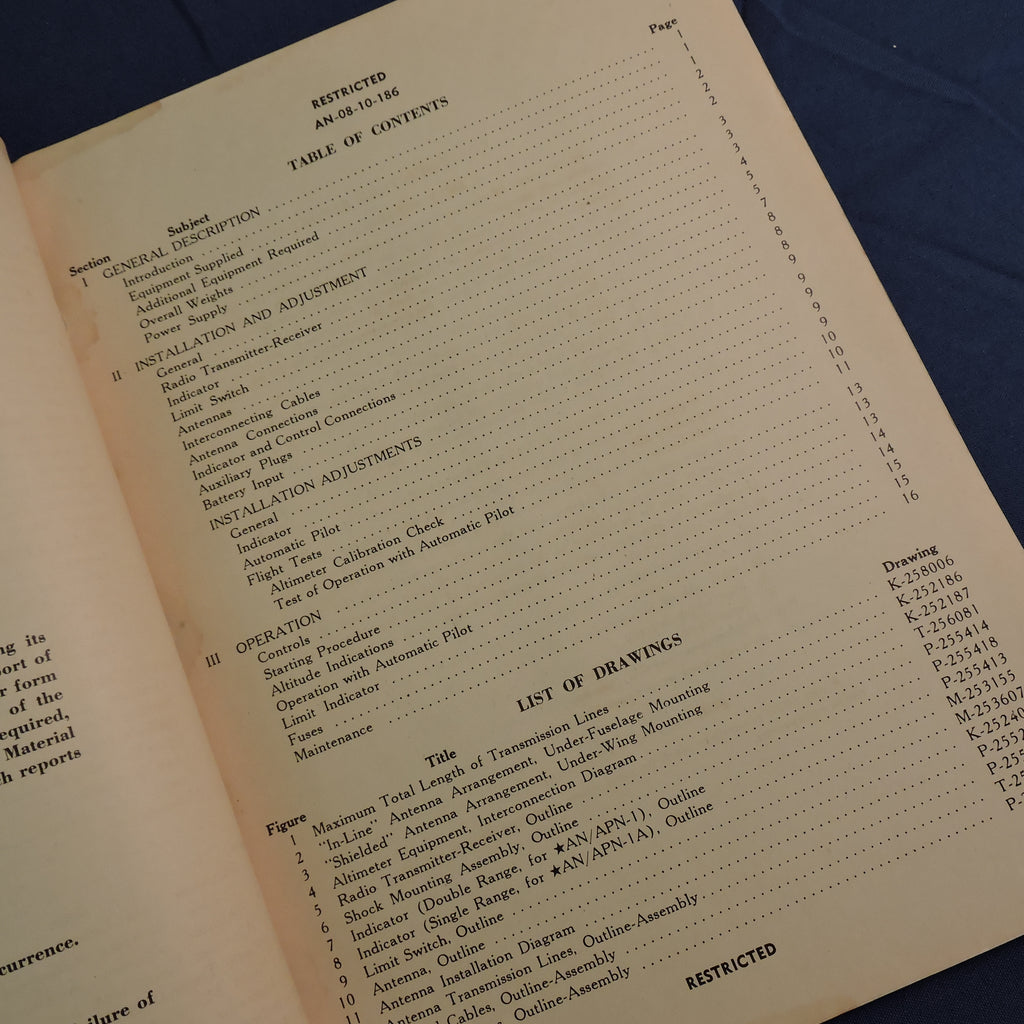 Operating Instructions for AN/APN-1/A Aircraft Radio Altimeter 1943 ...