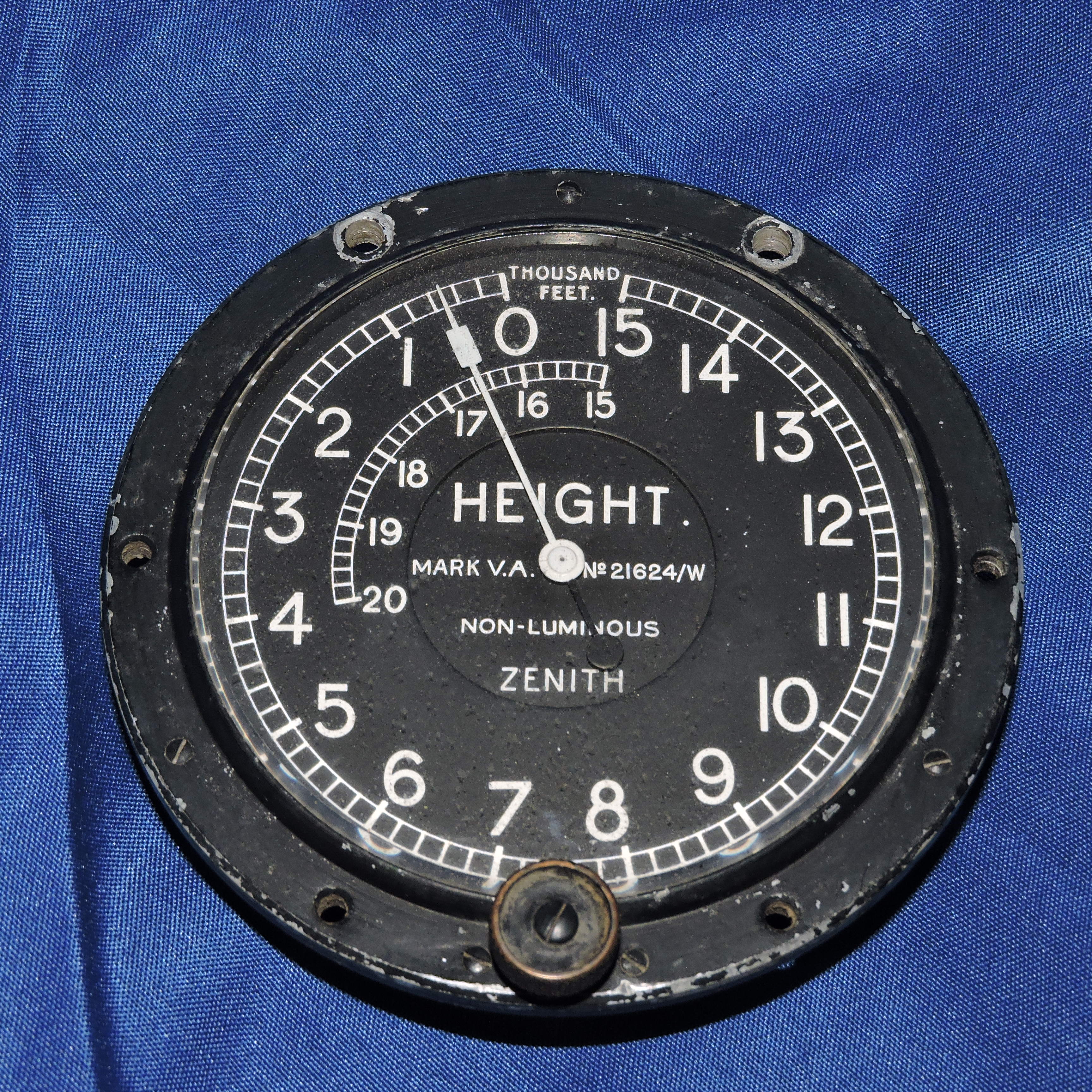 Altimeter, Simple, 20,000 FT., Zenith Mk V.a. WWI and/or Post WWI RAF