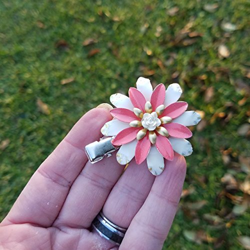 coral flower hair clip