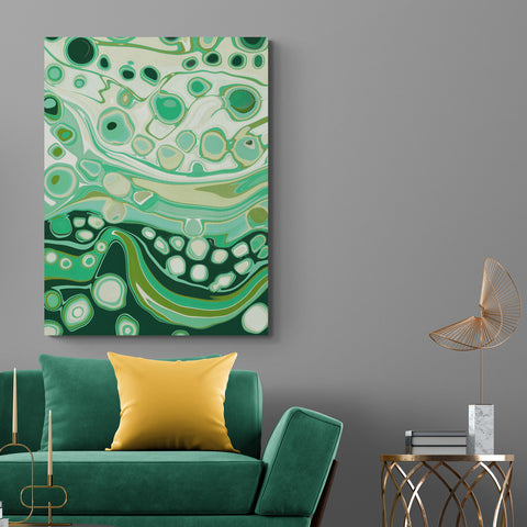 Mojito Green Gold and White Fluid Art Canvas Print by Louise Mead with Huge Cells