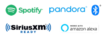 Spotify, Pandora, Bluetooth, SiriusXM, Works With Amazon Alexa
