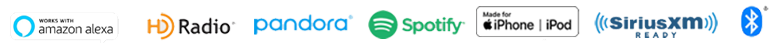 Spotify, Pandora, Works With Alexa, HD Radio, Made for iPod/iPhone, SiriusXM Ready, Bluetooth