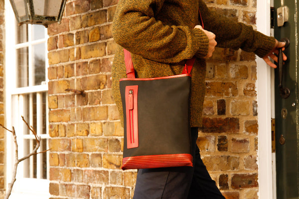 The Elvis & Kresse Reporter Bag, made from reclaimed printing blanket and fire-hose