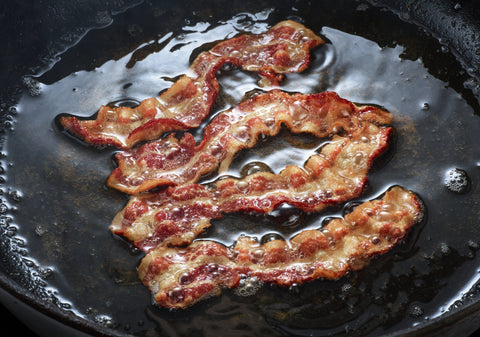 Photo of cooked bacon in fry pan