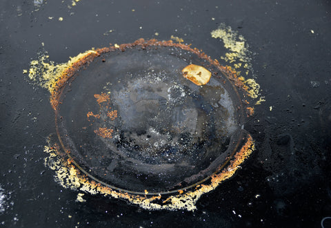 Closeup image of stained glass cooktop stove