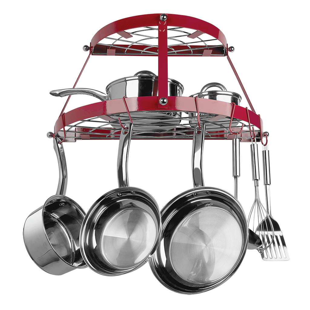 Cw6003r Red Enameled 2 Shelf Wall Mounted Pot Rack Range Kleen