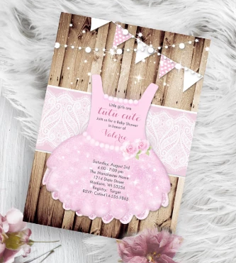 tutu cute baby shower invitations