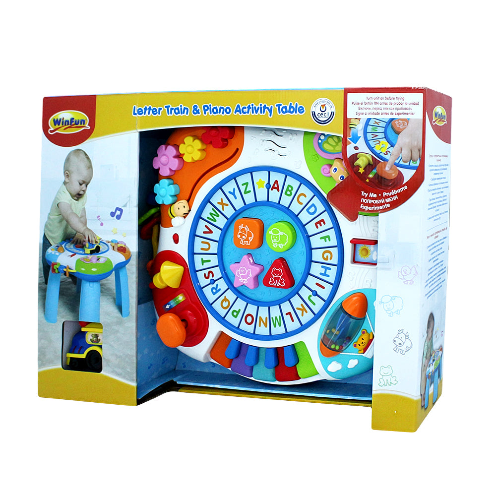 letter train & piano activity table