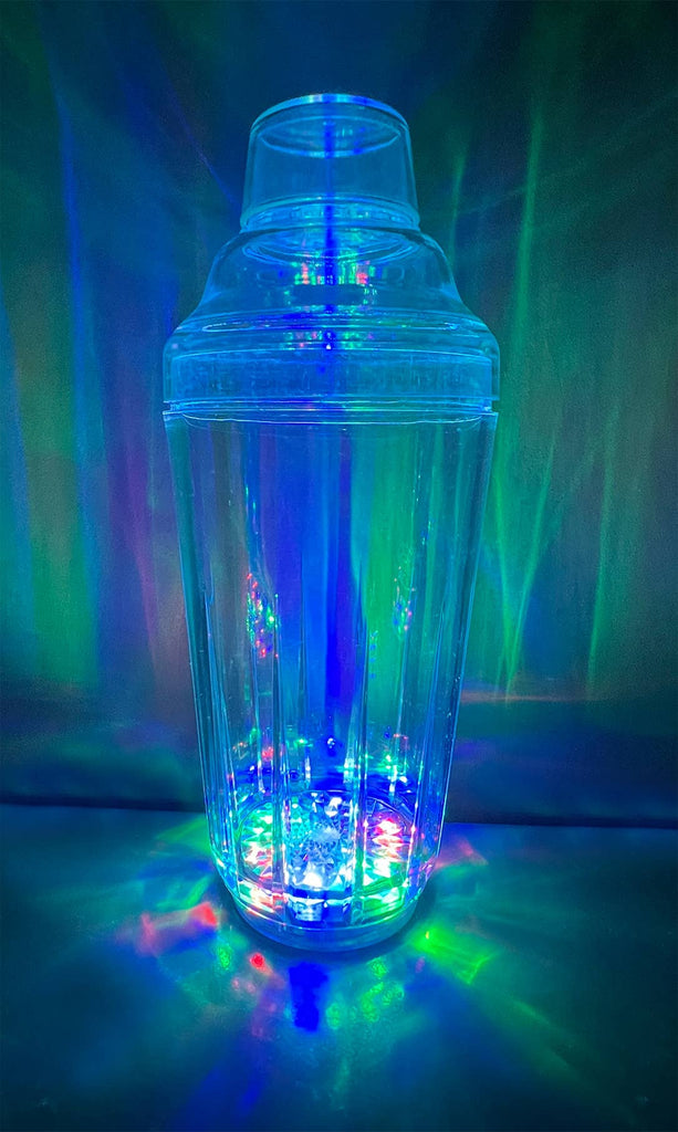 LED Light Up Blue 16 oz Crystal Tumbler w/ Lid and Straw