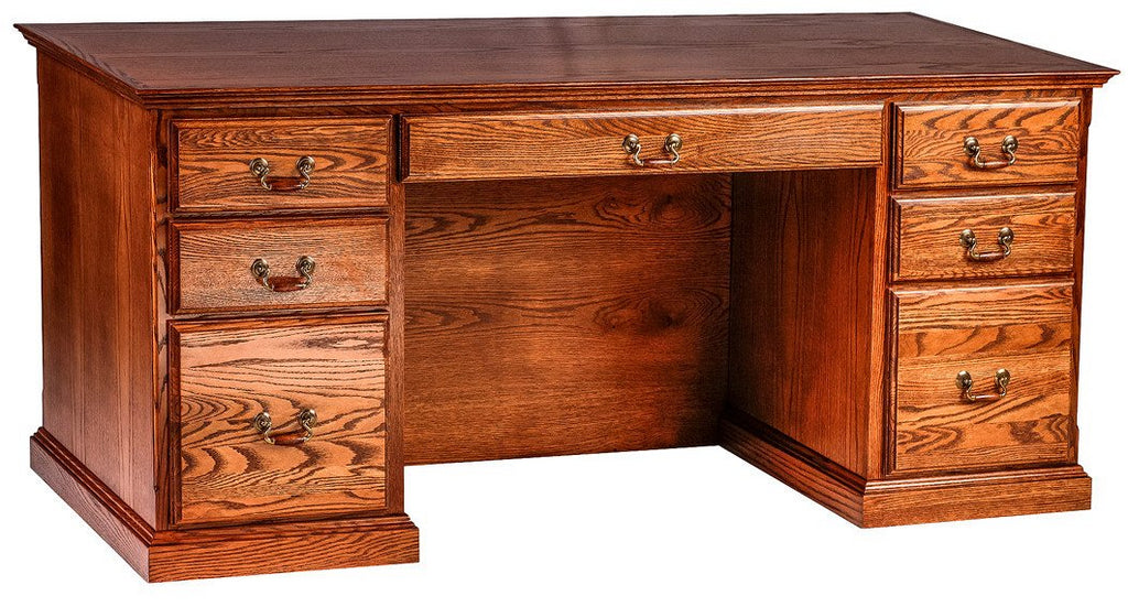 Forest Designs Traditional Oak Executive Double Pedestal Desk 60w X 3