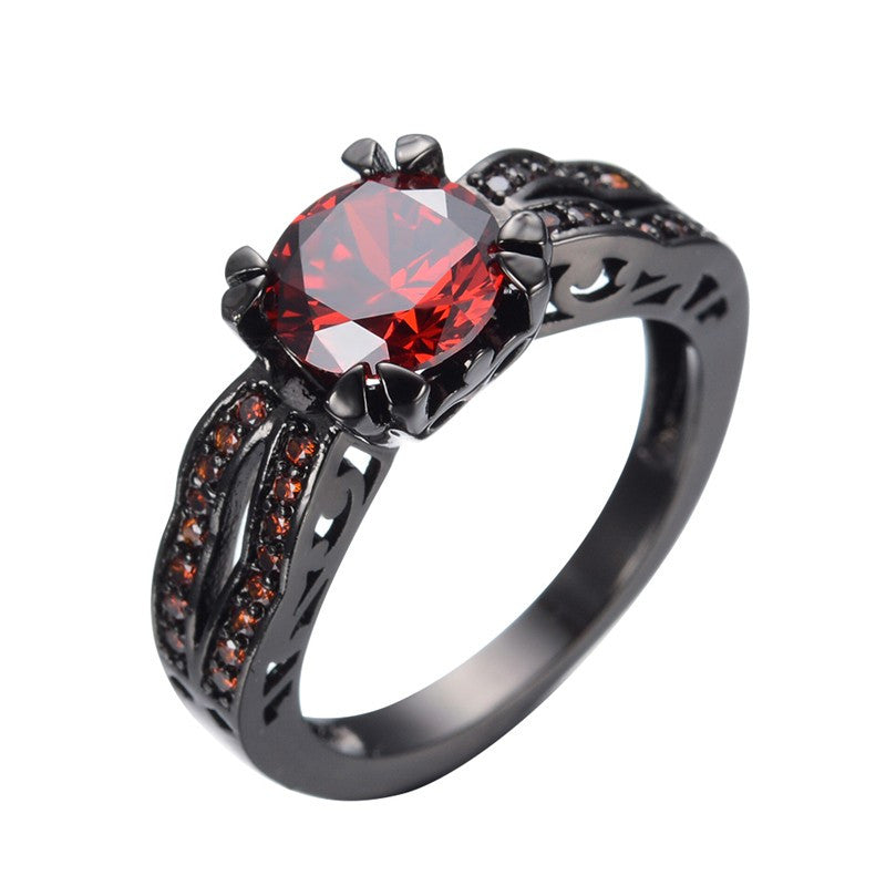 Vintage Black Gold Filled Red Ruby Ring – ESS6 Fashion