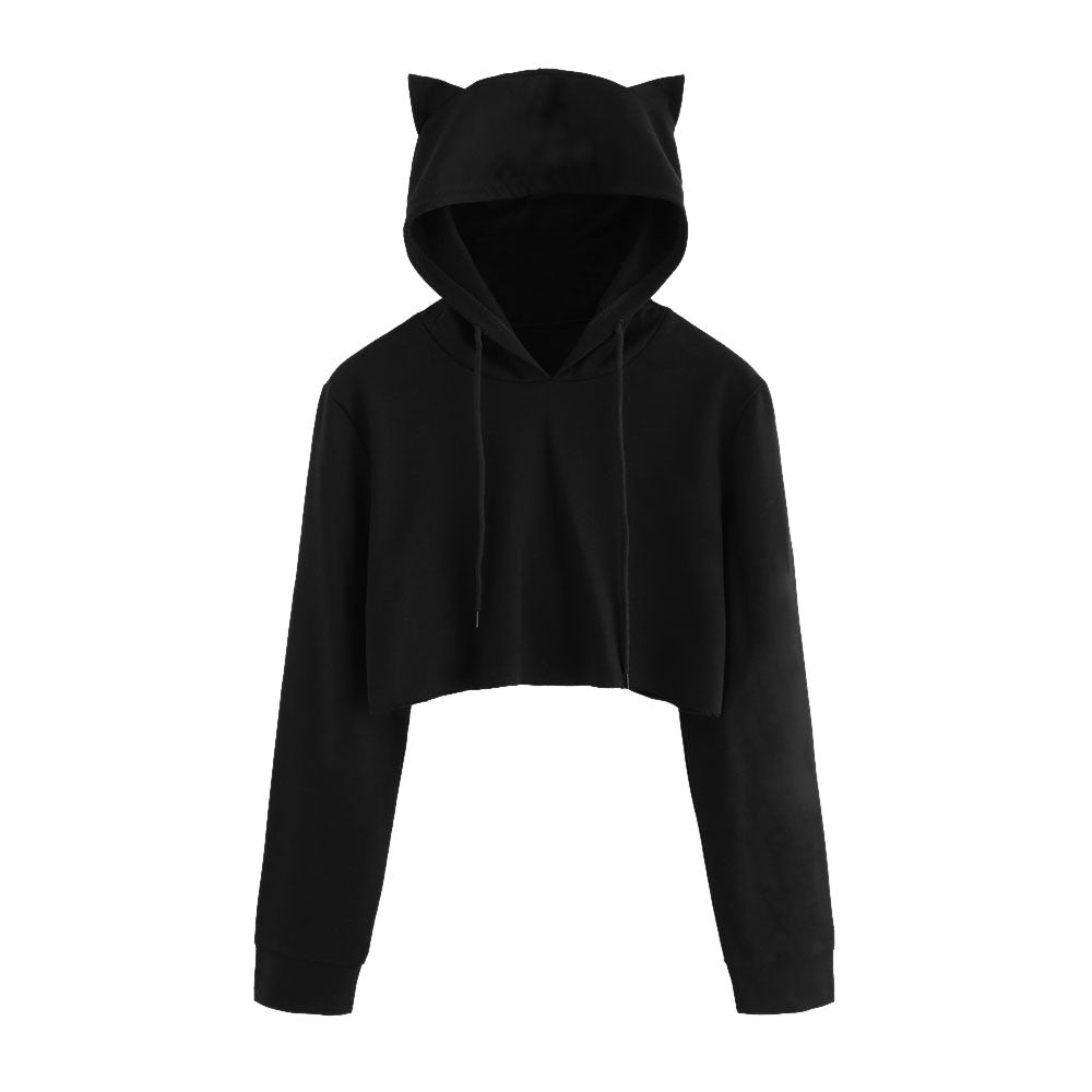 Cat Ears Crop Top Hoodie – ESS6 Fashion
