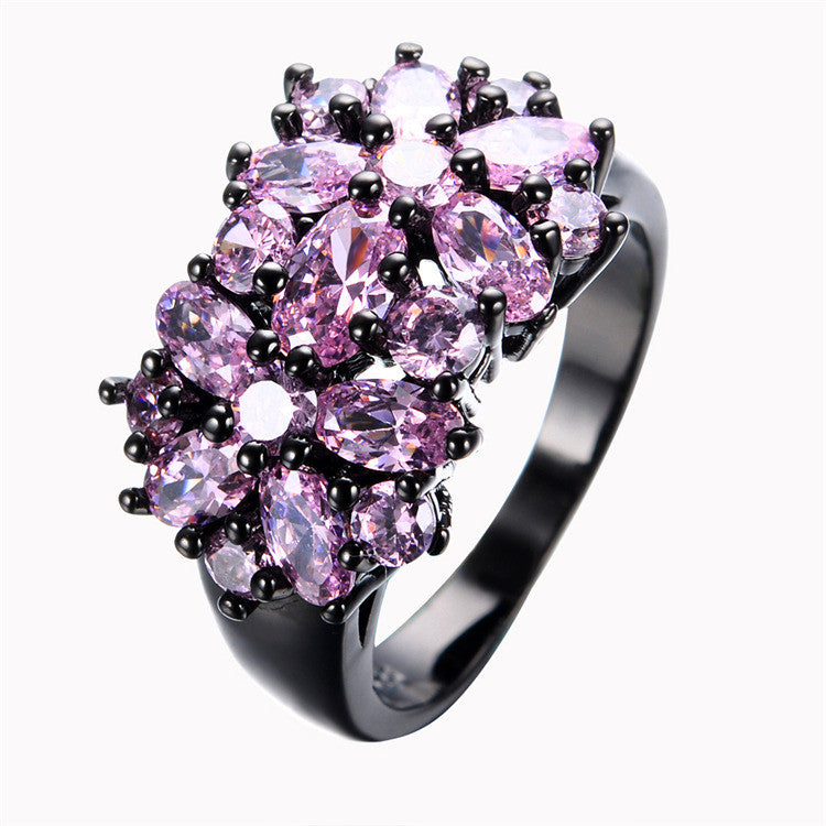 black gold amethyst wedding ring