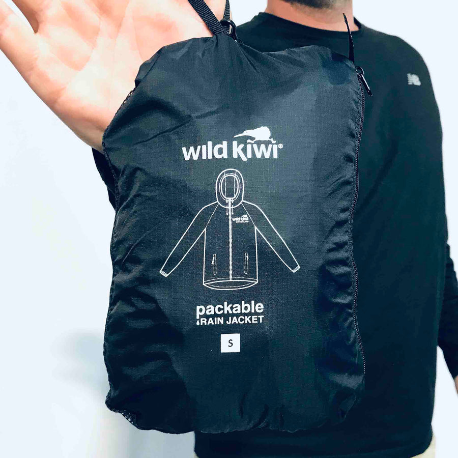 Wild Kiwi New Zealand Black Packable Raincoat Jacket Online Store