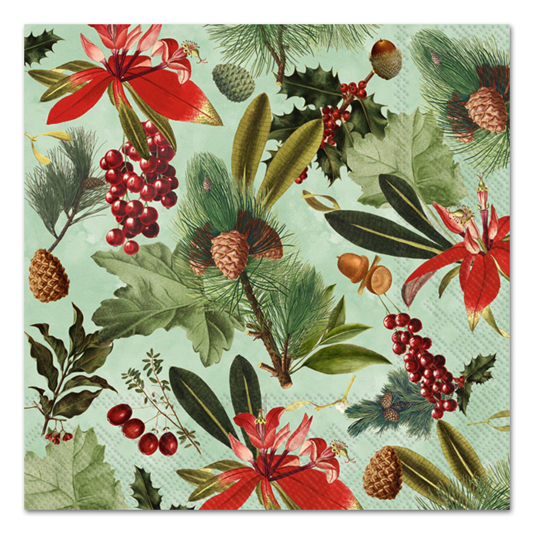 Winter Greenery White Paper Luncheon Napkins - Napkins2go