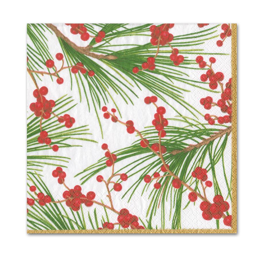 Winter Greenery White Paper Luncheon Napkins - Napkins2go