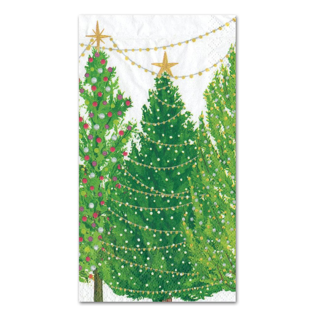  100 Christmas Guest Napkins 3 Ply Disposable Paper Holiday Guest  Towels Featuring Merry and Bright in Gold Foil with Christmas Trees in Red,  Green and Gold : Health & Household