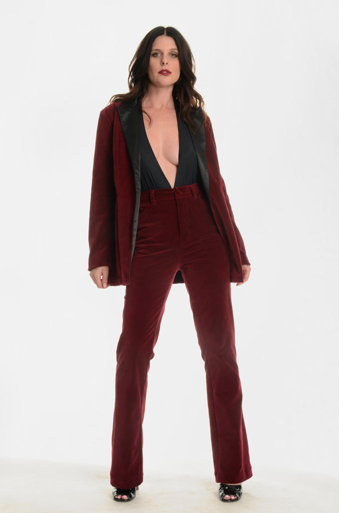 velvet burgundy tuxedo jacket