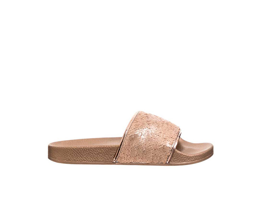 rose gold sparkle slides