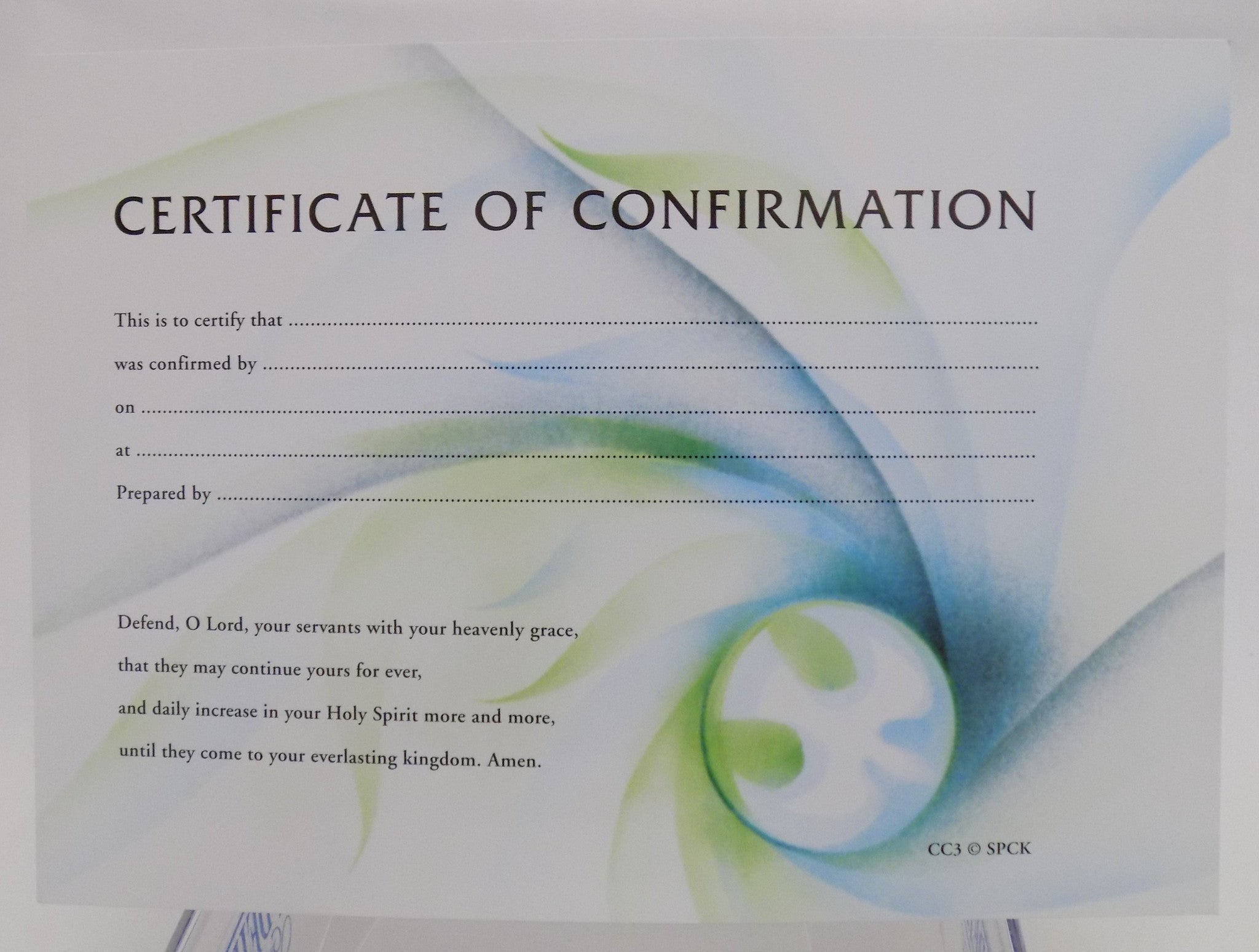 Confirmation Certificate (CC3) Liverpool Cathedral