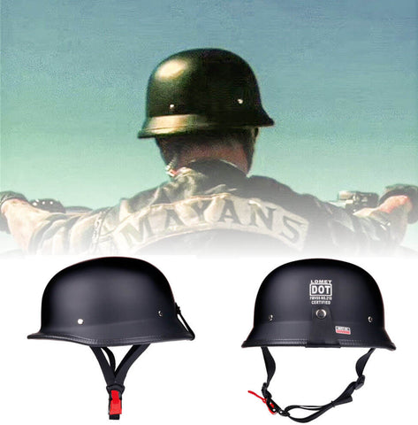 Lightweight DOT German Mayan Style Helmet - Matte Black